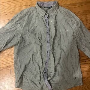 Nautica Men's Gray and White Checkered Shirt